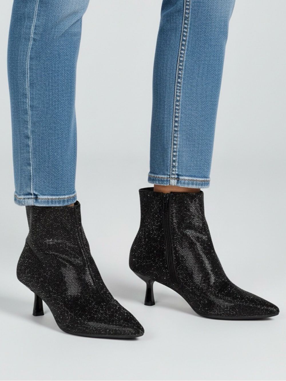 🟡 Alex Marina GAMINA Rhinestone Embellished Booties With Kitten Heel